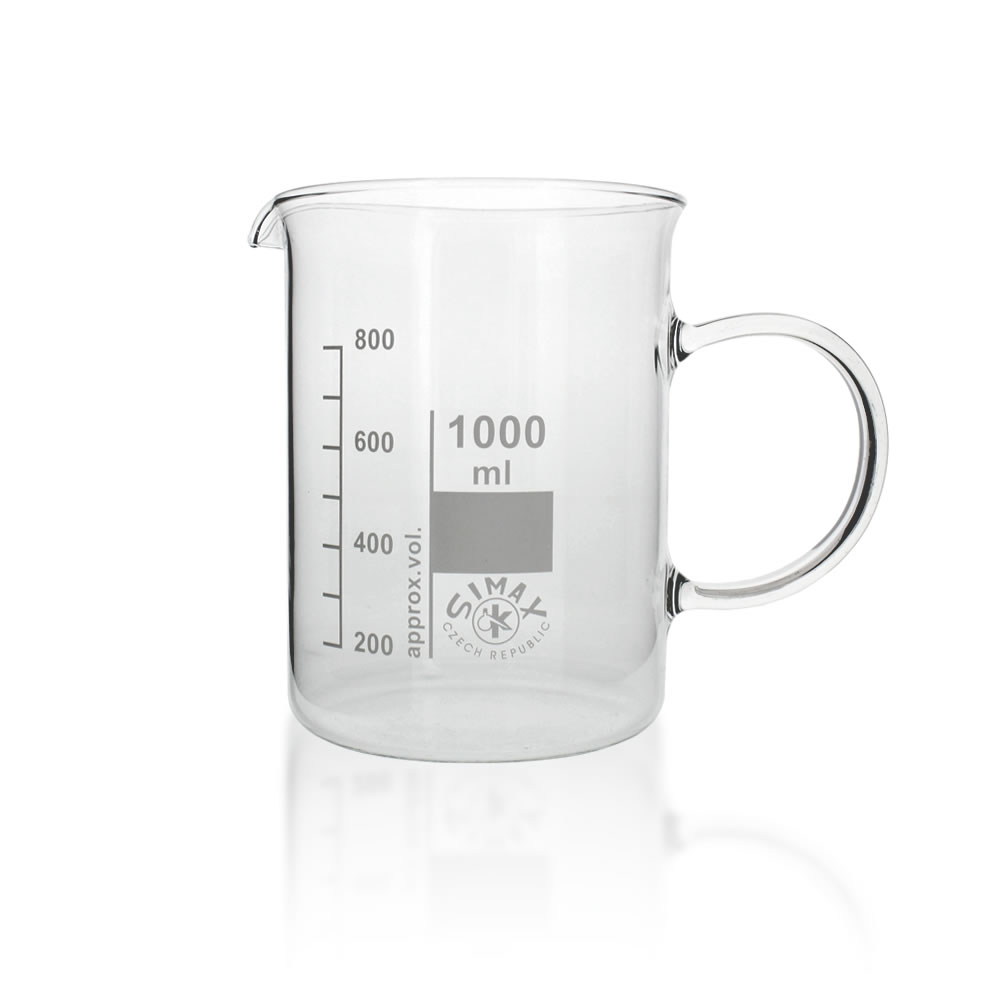 Becherglas 1000ml mit Henkel   - Laborbedarf aus Glas  und Kunststoff